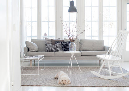 Vlak wollen vloerkleed zwart wit Anna Mixed sfeerbeeld