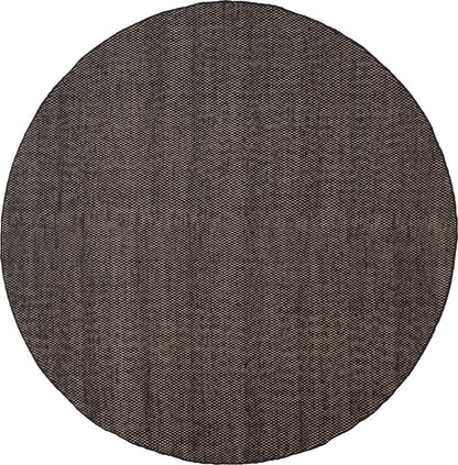 Vlak wollen vloerkleed Anna Rond Black