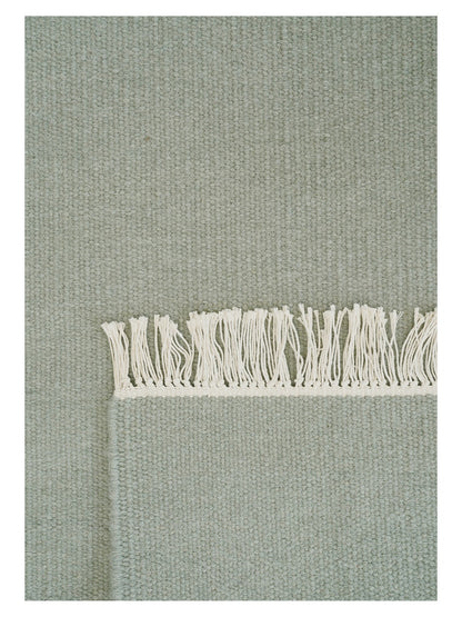 Vlak wollen vloerkleed Robijn Mint