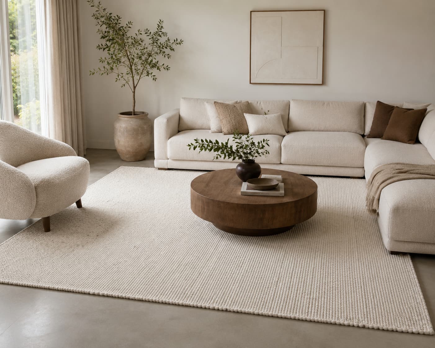 Vlak wollen vloerkleed Vieve Offwhite 161 interieur