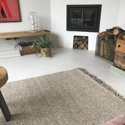 Wollen vloerkleed Veerle Beige sfeerbeeld