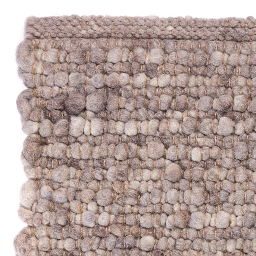 Wollen vloerkleed gevlochten Vera Beige Grijs 12 detail