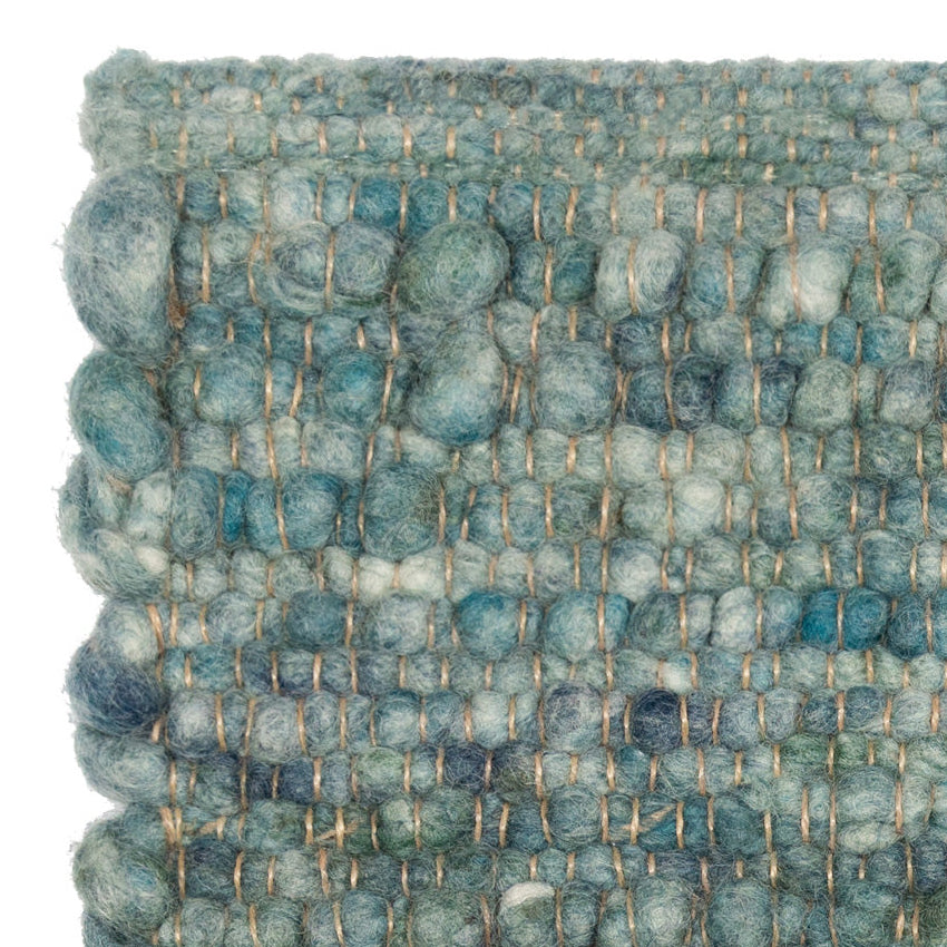 Wollen vloerkleed gevlochten Vera Turquoise 16 detail