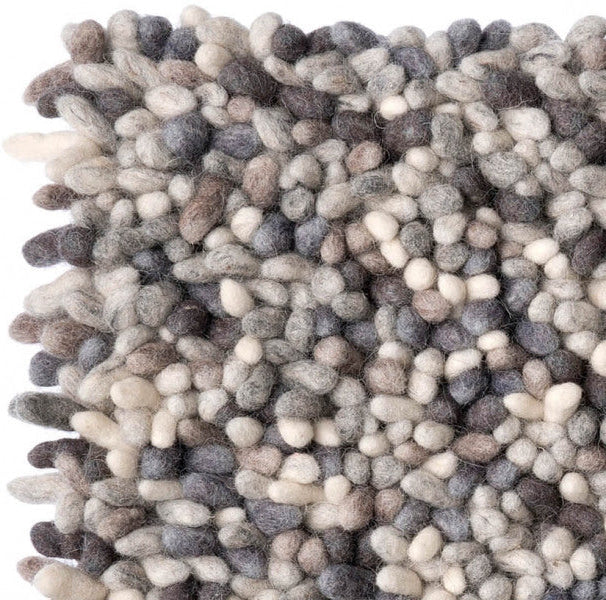 Wollen vloerkleed grof hoogpolig Tatum Grijs Mix 04