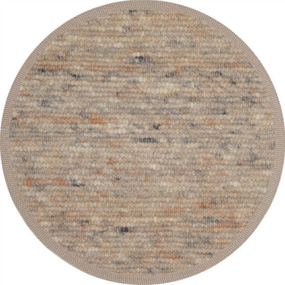 Wollen vloerkleed handgeweven Arna Rond Beigegrijs Mix 05 