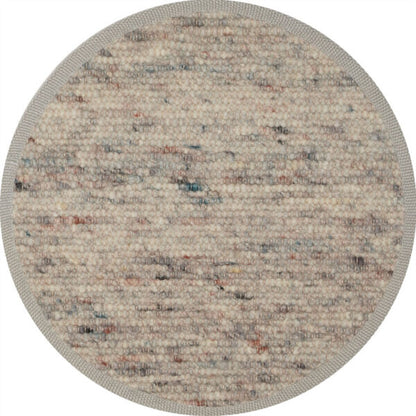 Wollen vloerkleed handgeweven Arna Rond Dauwblauw 08