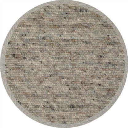 Wollen vloerkleed handgeweven Arna Rond Grijsblauw 06