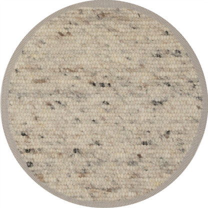 Wollen vloerkleed handgeweven Arna Rond Lichtgrijs 04