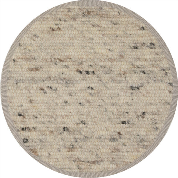Wollen vloerkleed handgeweven Arna Rond Lichtgrijs 04