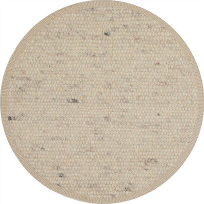 Wollen vloerkleed handgeweven Arna Rond Offwhite 03