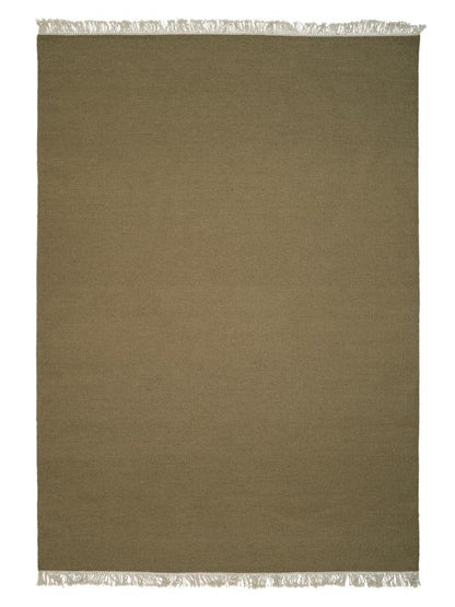 Wollen vloerkleed hip met flosjes Robijn Olive 