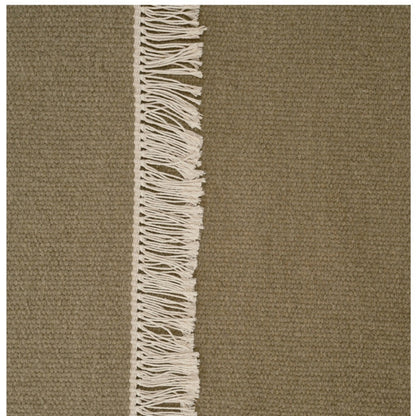 Wollen vloerkleed hip met flosjes Robijn Olive detail