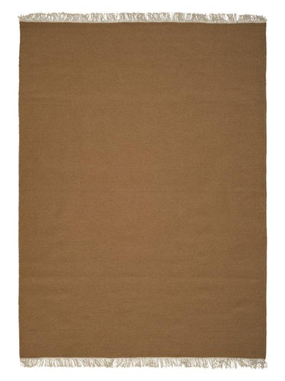 Wollen vloerkleed hip met flosjes Robijn Terracotta 