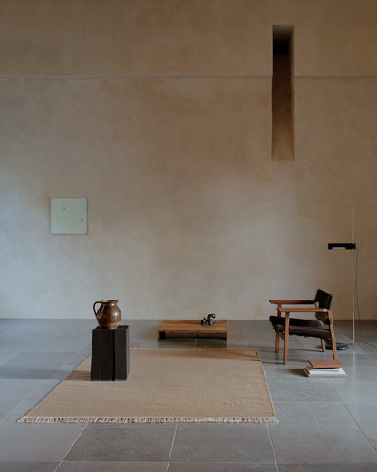 Wollen vloerkleed hip met flosjes Robijn Terracotta Sfeer