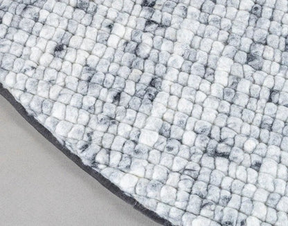 Wollen vloerkleed vlak geknoopt Keet  Rond Middengrijs 22 detail