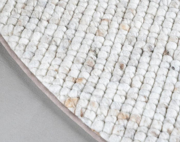 Wollen vloerkleed vlak geknoopt Keet Rond Beige 13 detail