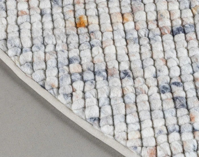 Wollen vloerkleed Keet Rond Beige Mix 16 detail