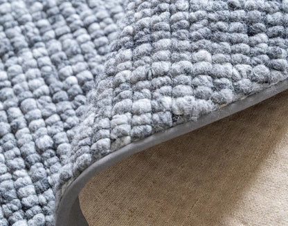 Wollen vloerkleed vlak geknoopt Keet Rond Grijs 21 detail