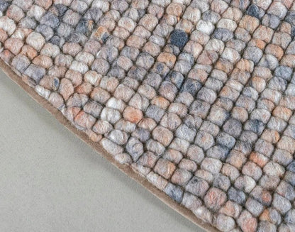 Wollen vloerkleed Keet Rond Taupe Mix 93 detail