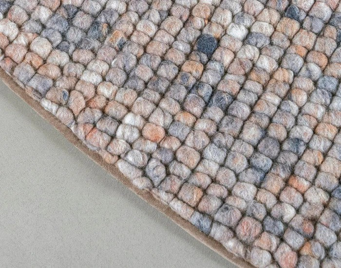Wollen vloerkleed Keet Rond Taupe Mix 93 detail