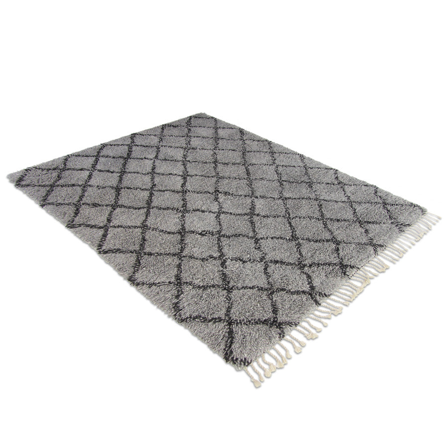 Berber vloerkleed hoogpolig Beni Ouarain Design 2 Grijs; Berber vloerkleed hoogpolig Beni Ouarain Design 2 Grijs; Berber vloerkleed hoogpolig Beni Ouarain Design 2 Grijs