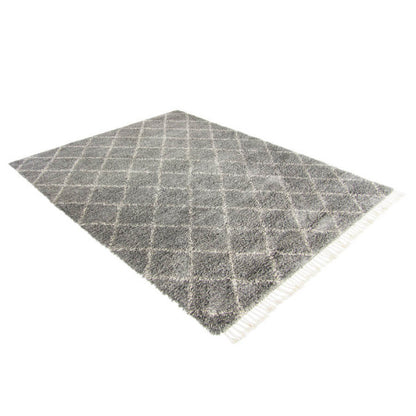 Berber vloerkleed hoogpolig Beni Ouarain Design 6 Wit; Berber vloerkleed hoogpolig Beni Ouarain Design 6 Wit