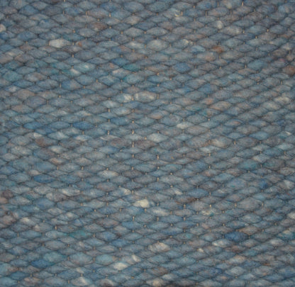 Wollen vloerkleed gevlochten Lisanne Blauw 153; Wollen vloerkleed gevlochten Lisanne Blauw 153